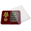 Футляр для медали с отделением под удостоверение  бархатистый бордовый флок с прозрачной крышкой 18х14,5 см