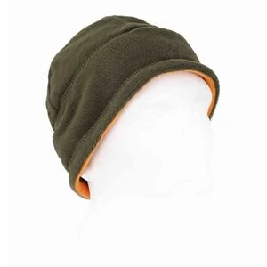 Шапка двойная флисовая Kamukamu цвет олива с оранжевым подкладом / Fleece Hat tactical Olive green with orange