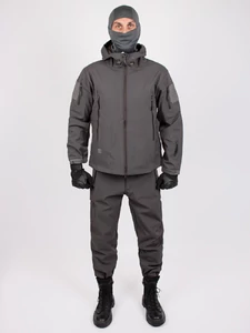 Костюм демисезонный на флисе тактический Софтшелл цвет серый Shark Skin Softshell grey