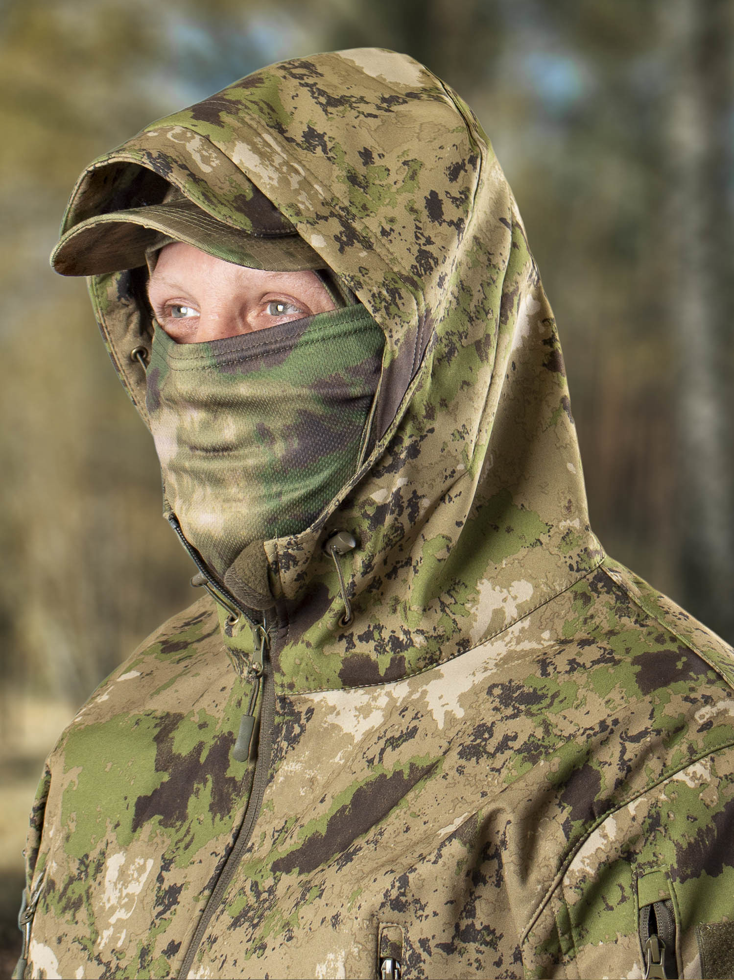 Куртка мужская Kamukamu тактическая военная демисезонная на флисе ткань  Softshell цвет камуфляж Мох КАМЕНИСТЫЙ (Green Moss) купить в  интернет-магазине www.kamukamu.ru